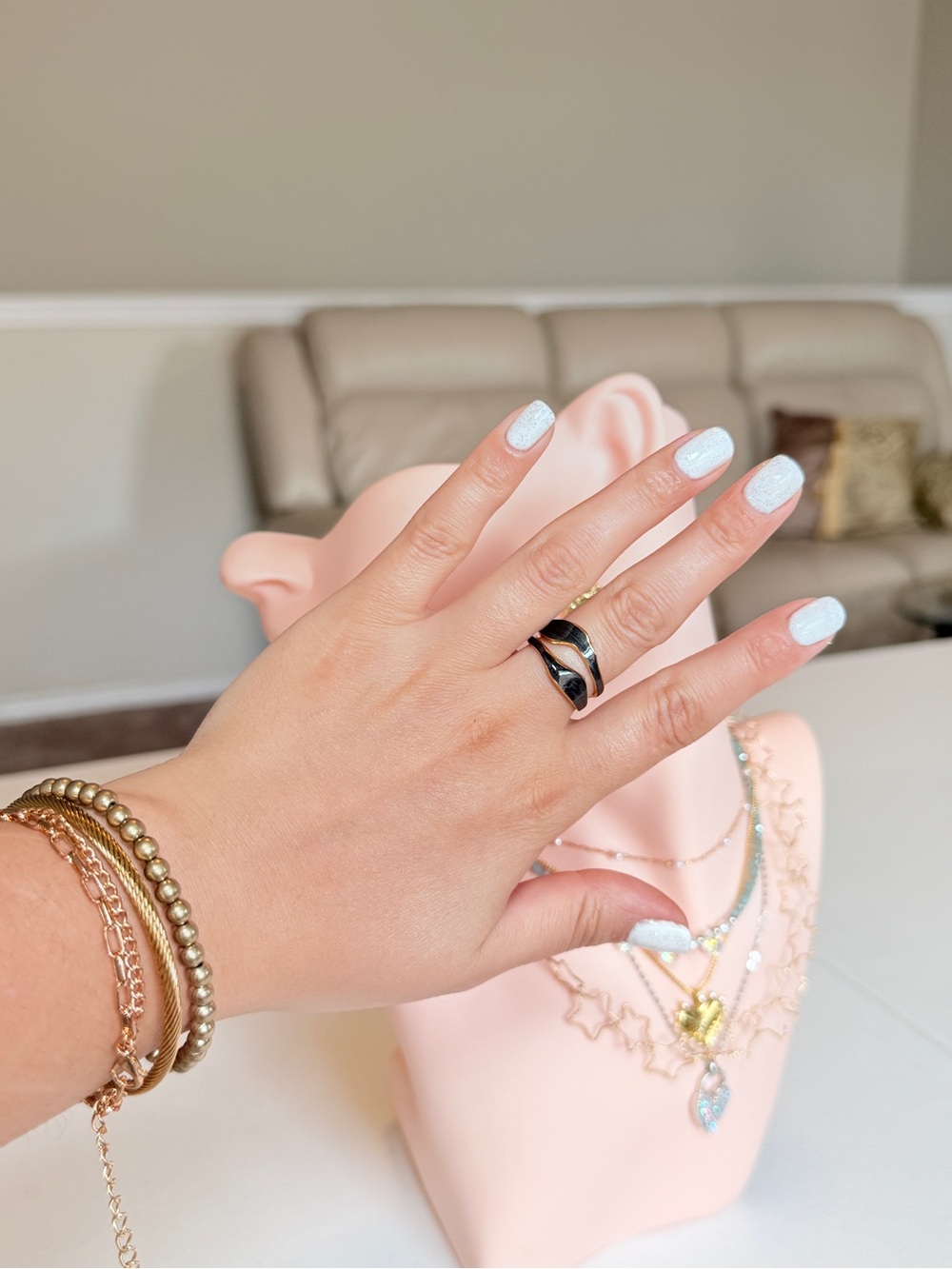 Black and Gold Twist Band Ring